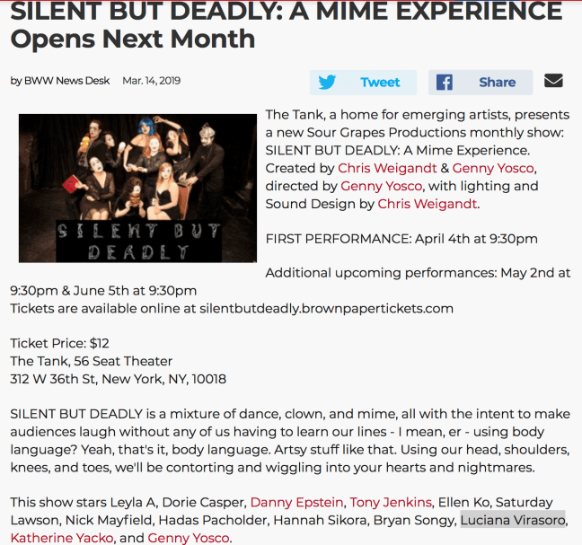 "SILENT BUT DEADLY" at Broadway World